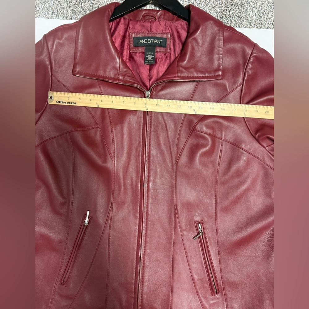 Lane Bryant Women's full zip Red Leather Jacket size 22/24 - Picture 9 of 16